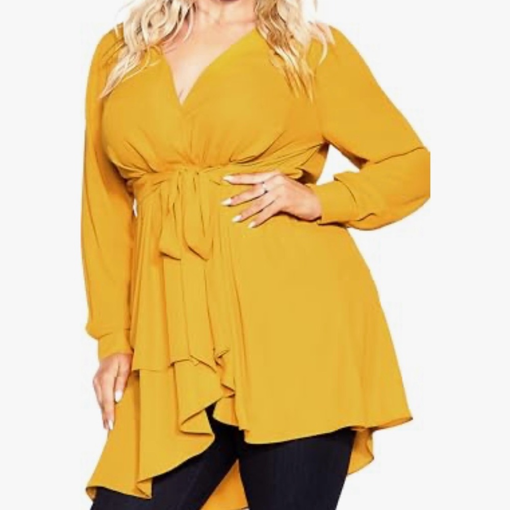 City Chic Blouse Top Shibara Plus Size 18 (M) slanted bottom